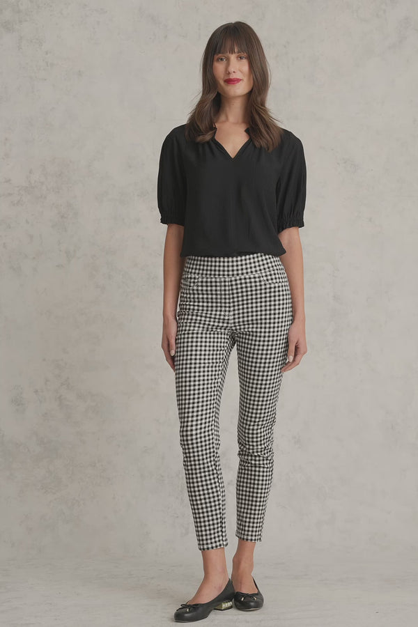 Bengajean® 7/8th Skinny Leg - Black Ecru Gingham