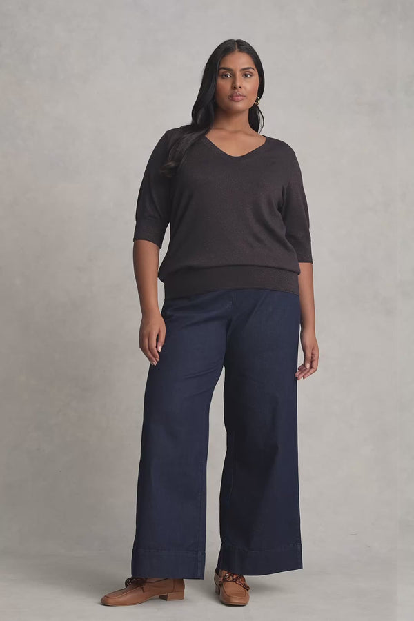 Half Sleeve Wool Knit - Chocolate Glitter