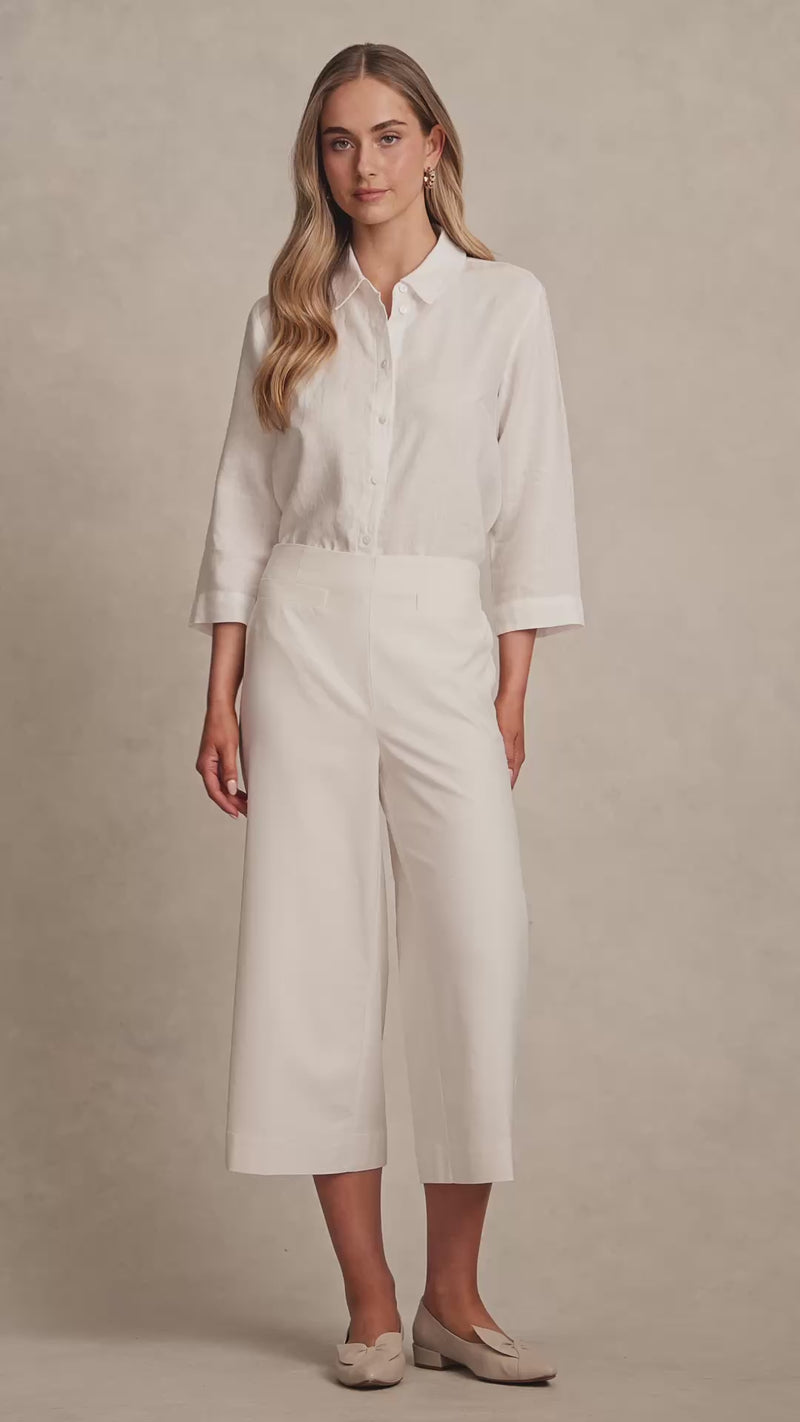 French Linen Culotte - White