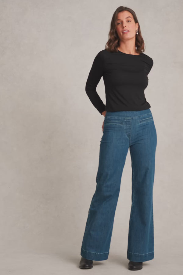 Bengajean® Le Flare - Washed Mid Indigo