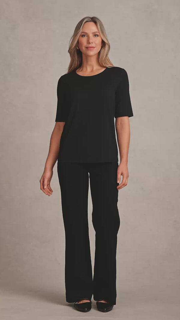 Half Sleeve Round Neck Tee - Black