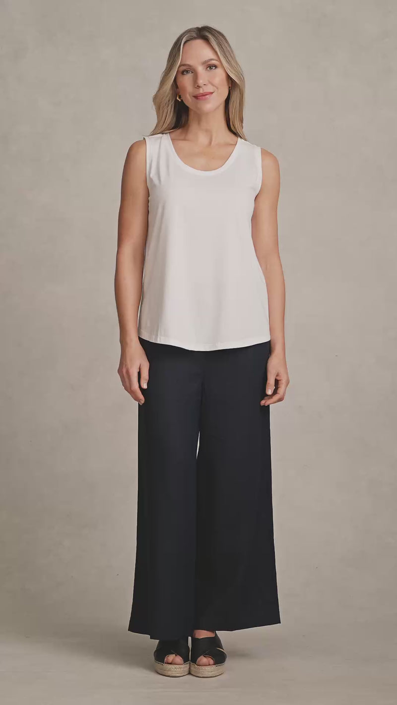 Mercerised Cotton Tank - White