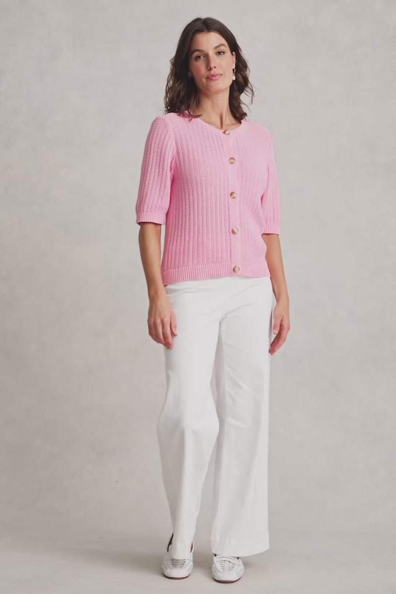 Short Sleeve Cardigan - Petal Pink