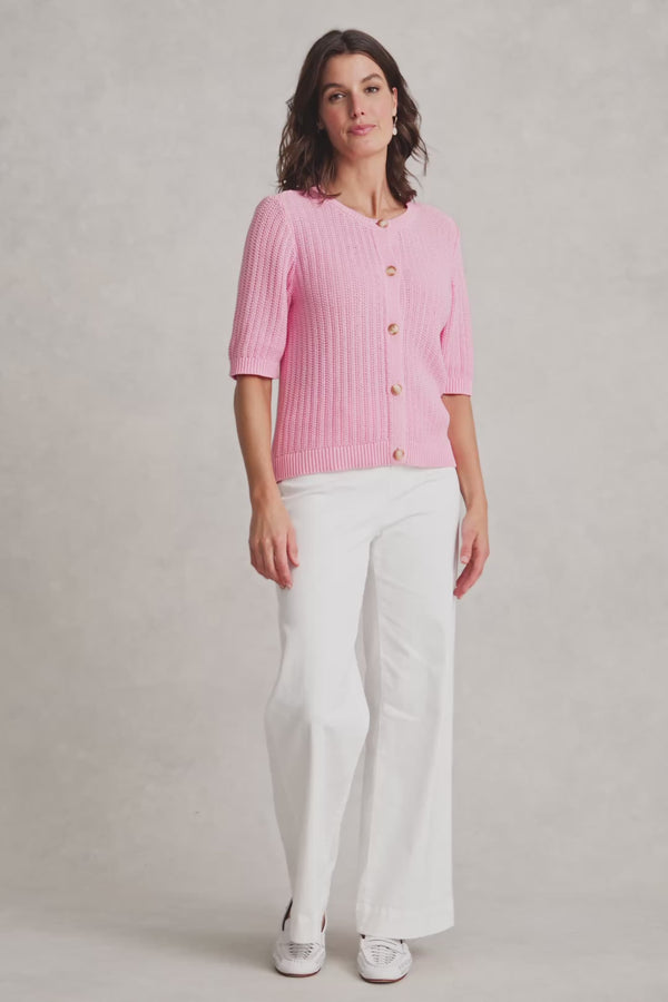 Short Sleeve Cardigan - Petal Pink