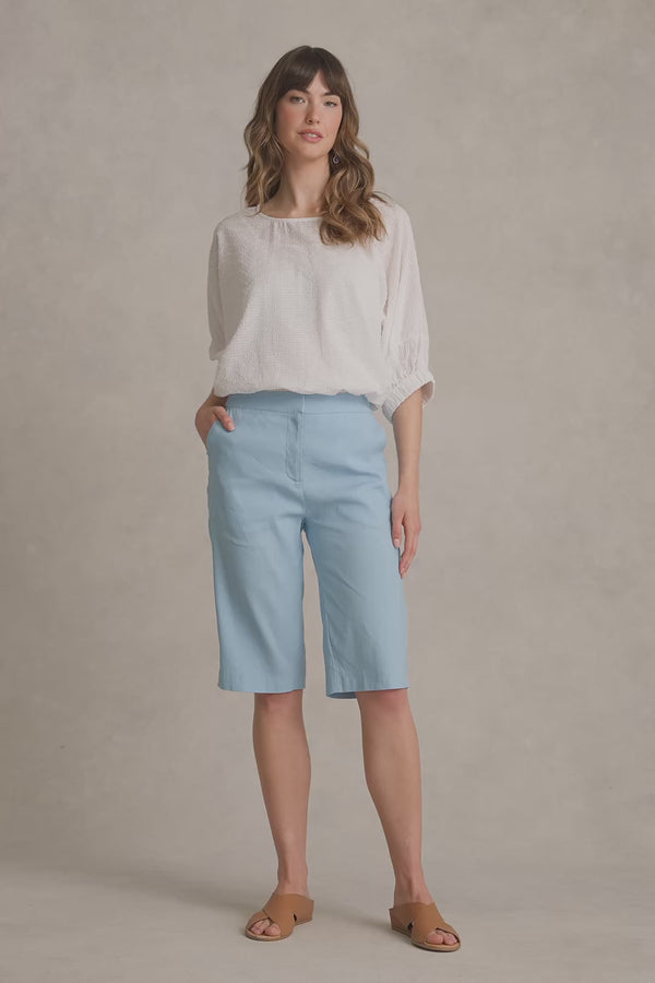 STRETCH LINEN SHORT - SUMMER BLUE