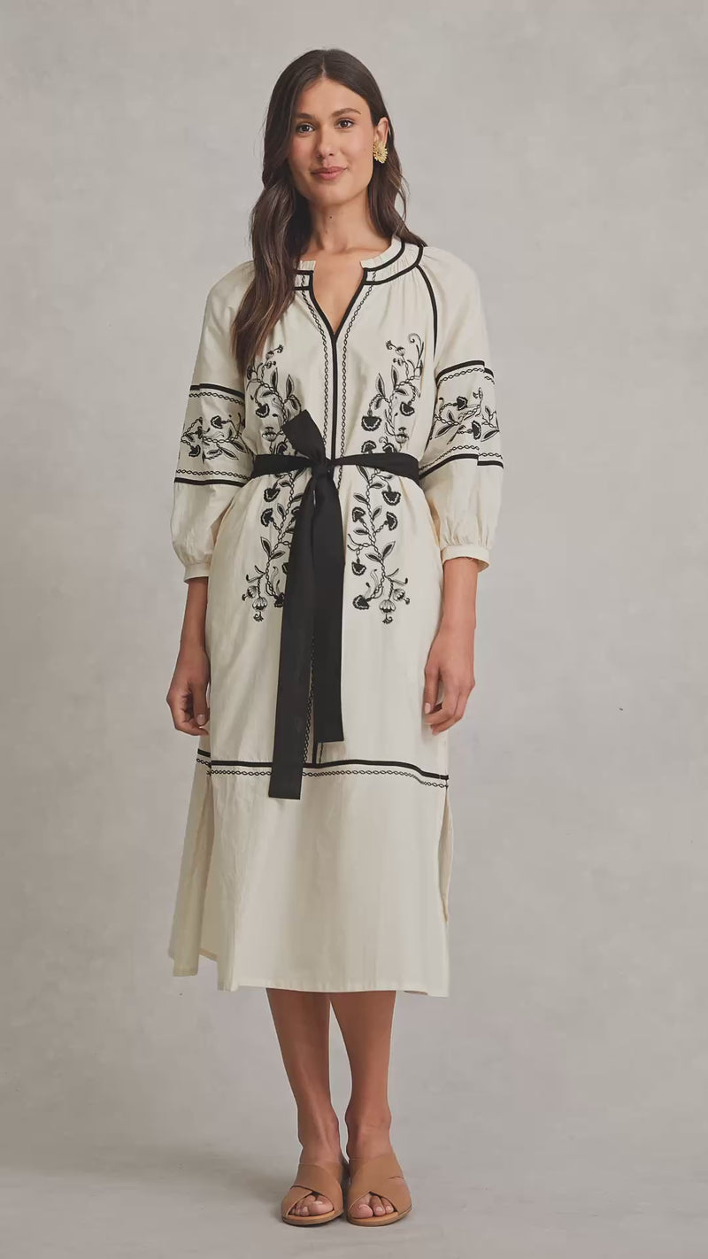 Cotton Kaftan Dress - Ecru