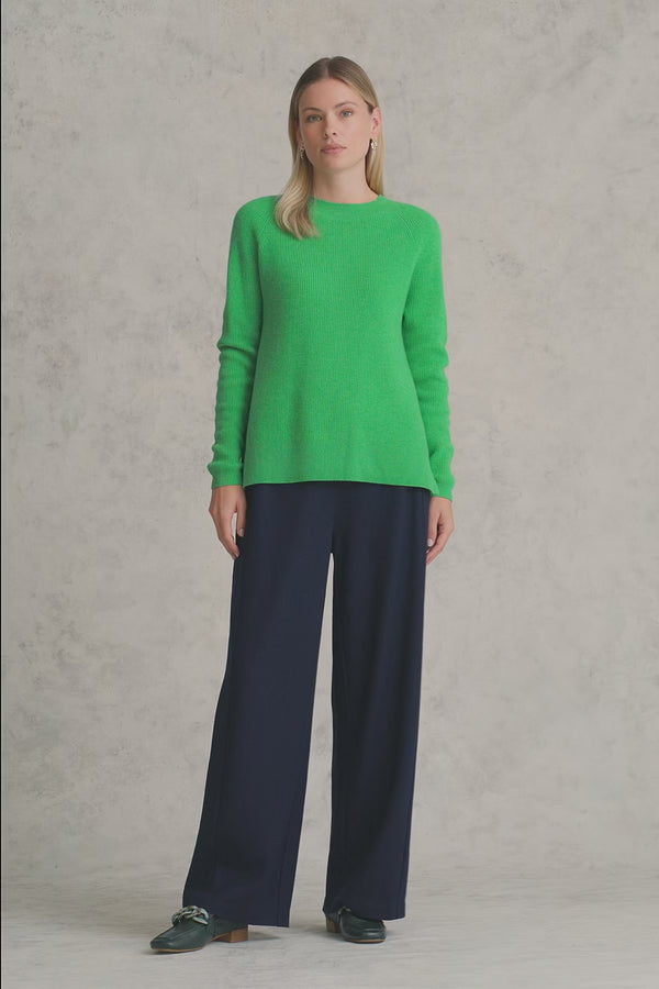 Wool Rib Knit - Lime Green