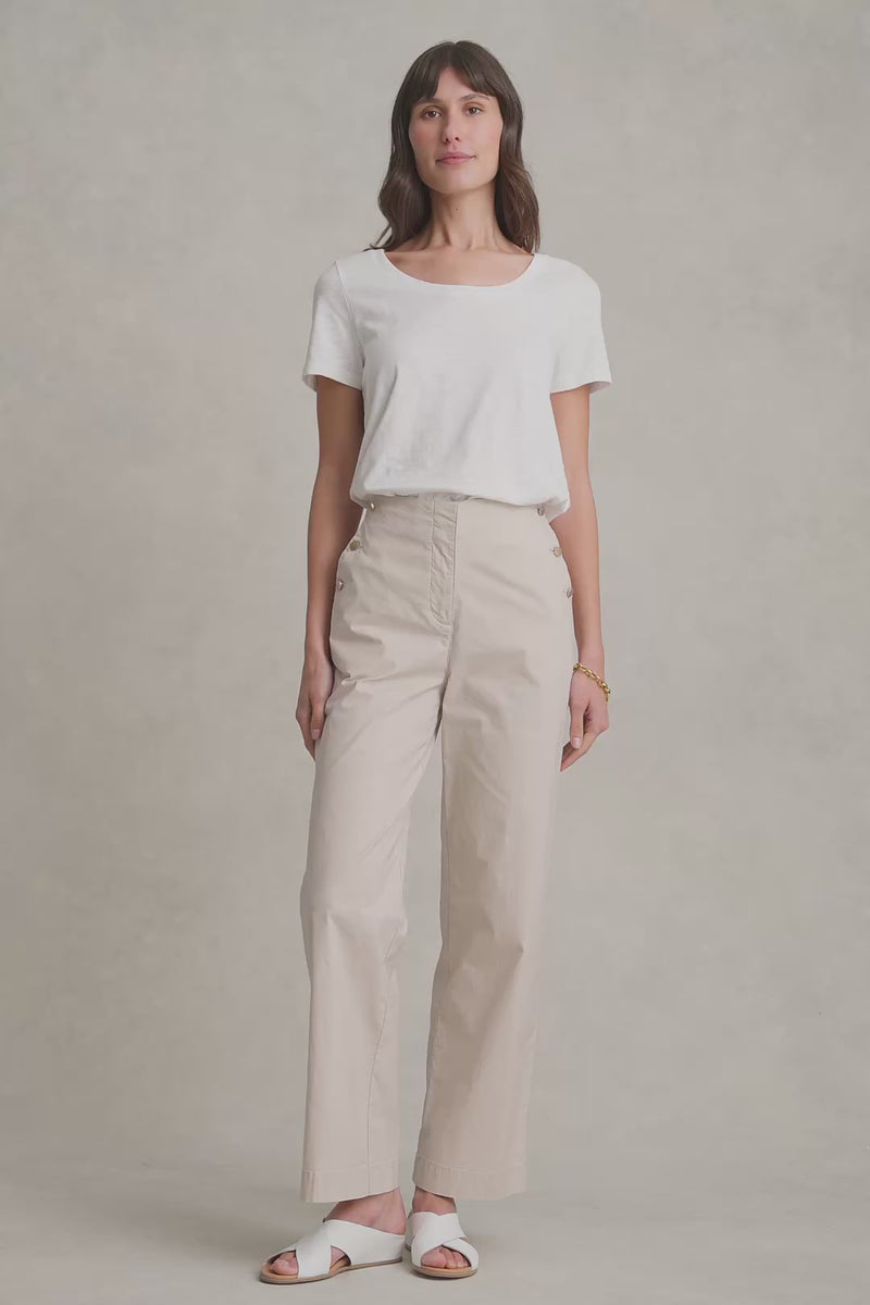 Cotton Wide Leg Pant - Pebble