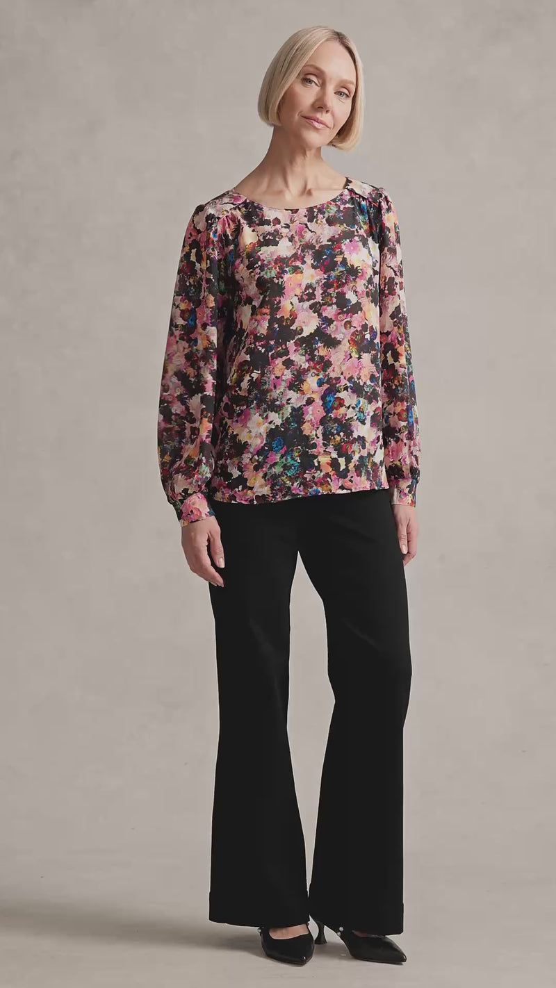 Printed Silk Blouse - Floral Collage Print