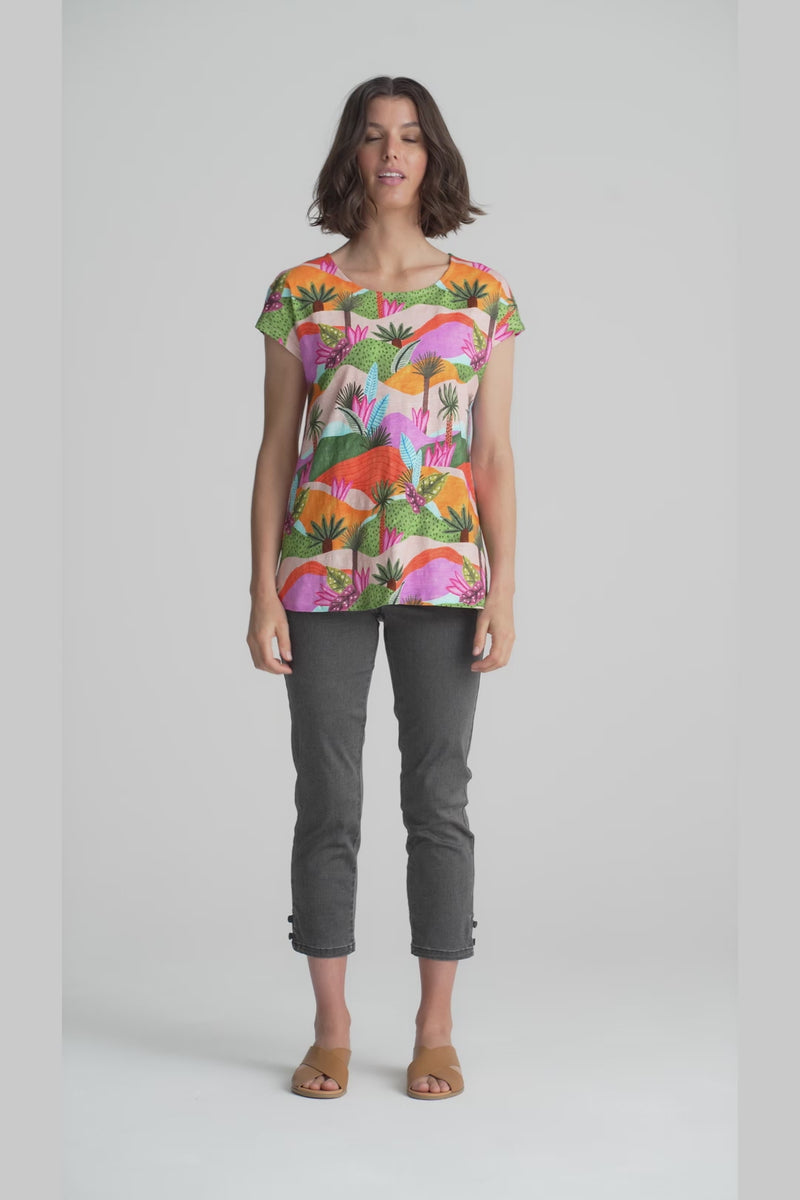 Organic Cotton T-Shirt - Tropical Landscape Print