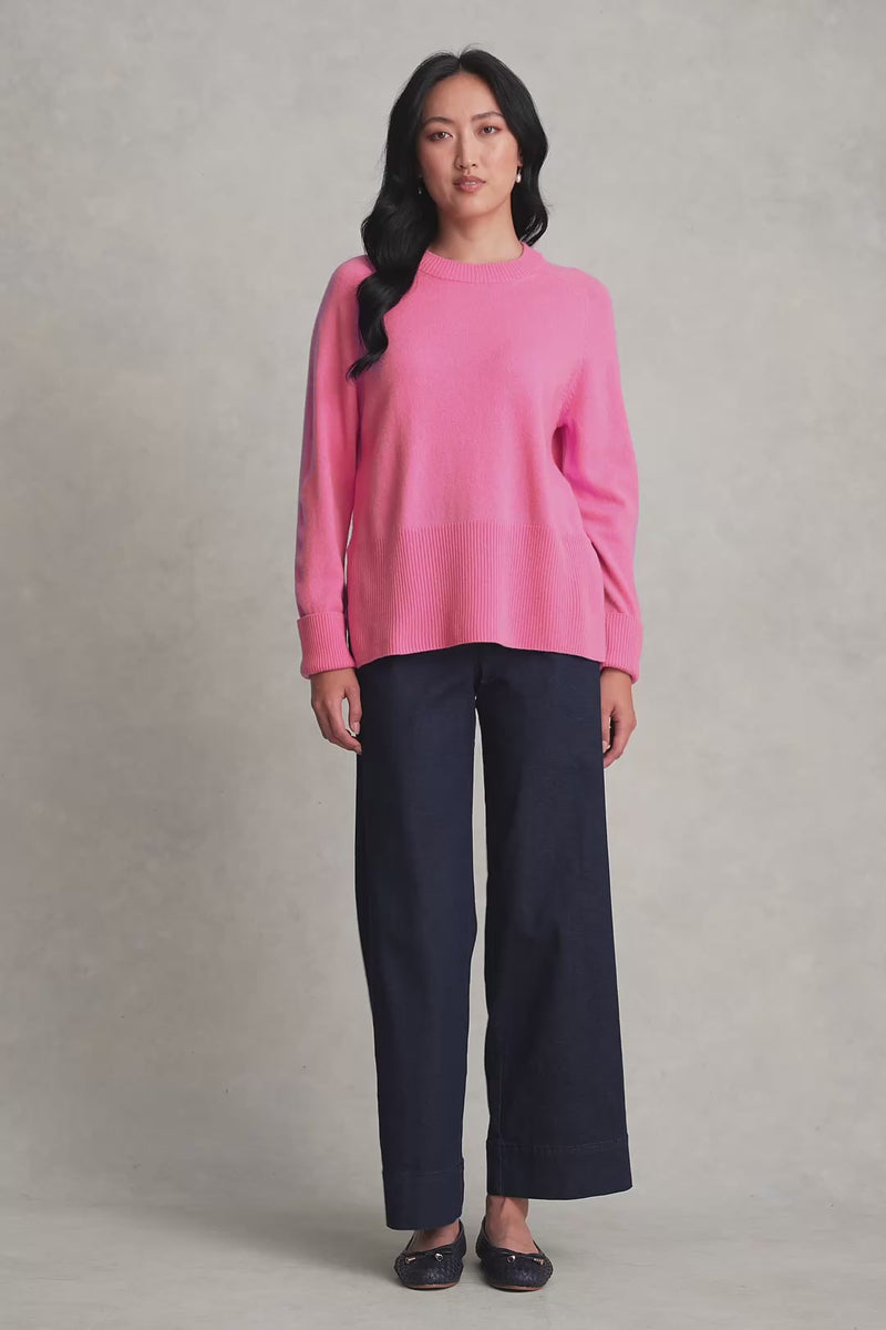 Side Split Merino Wool Jumper - Amaranth Pink