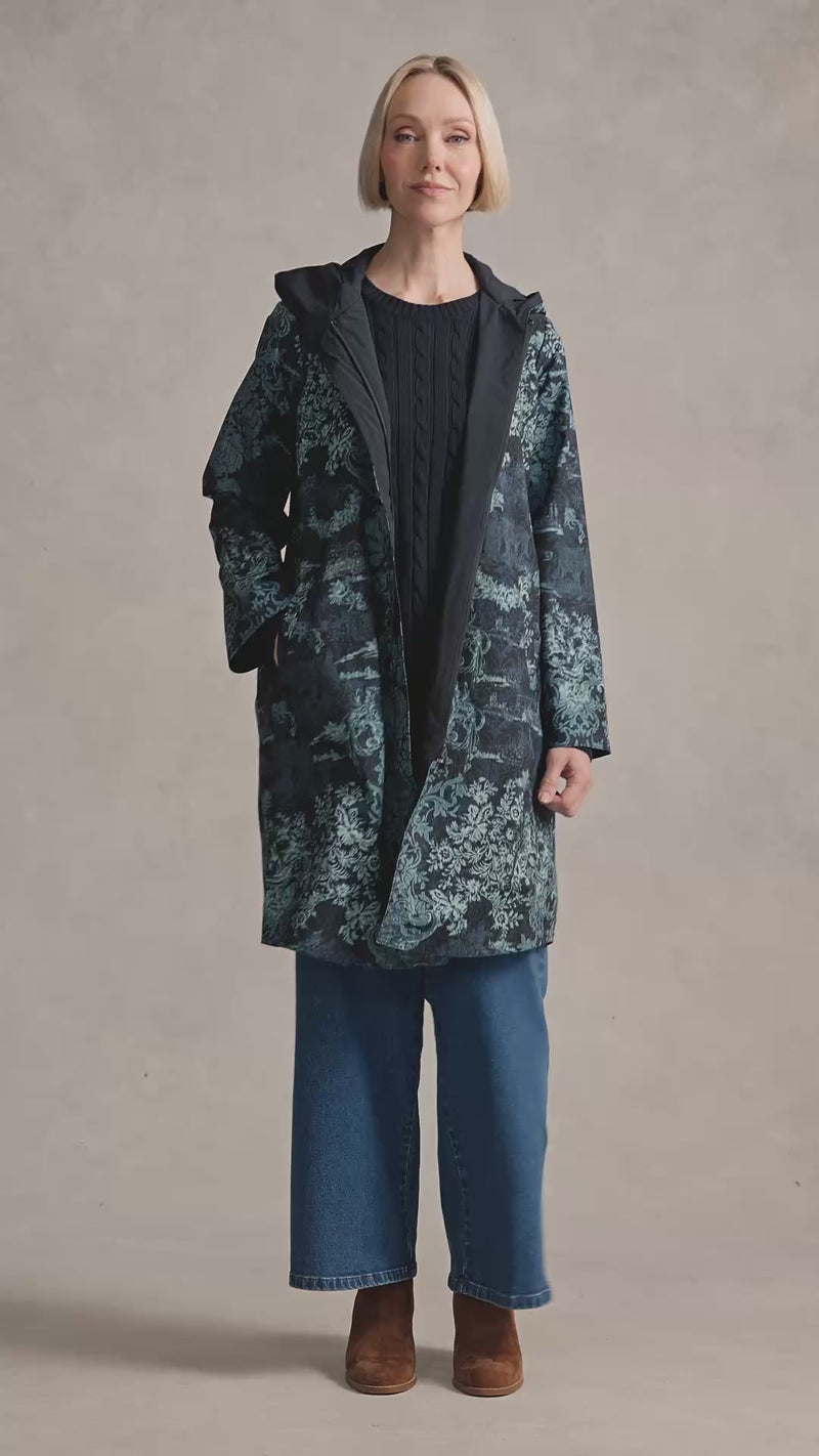 Printed Reversible Raincoat – Ink Baroque Print