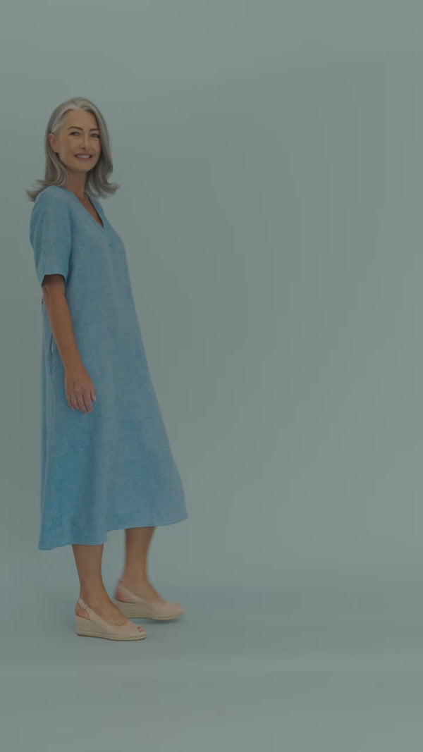 Linen A-Line Midi Dress