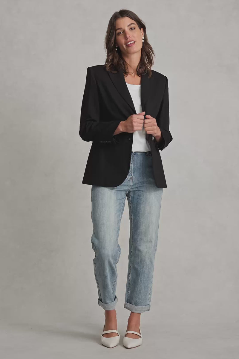 Single Breasted Ponte Blazer - Black