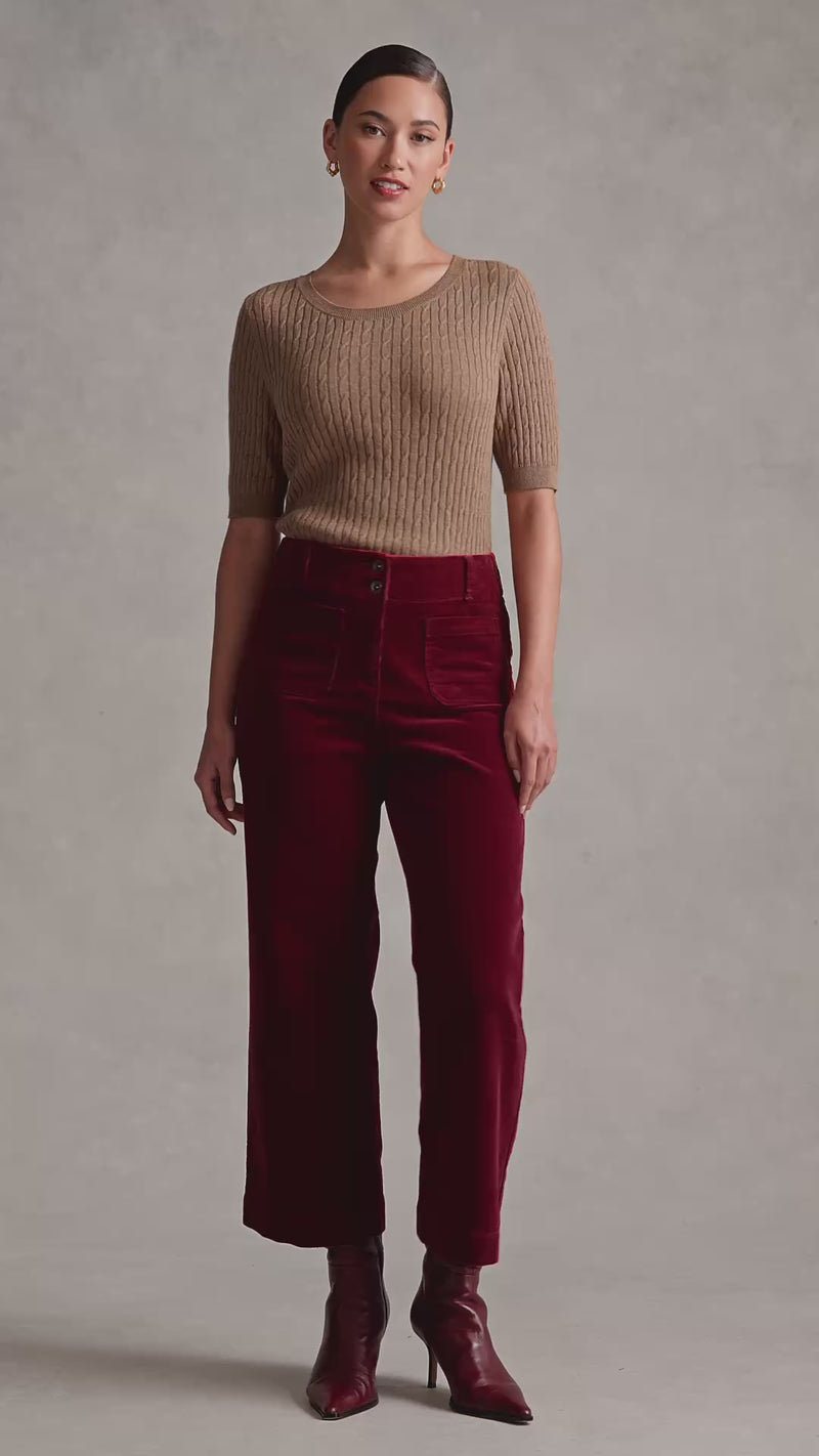 Cropped Cord Pant - Merlot