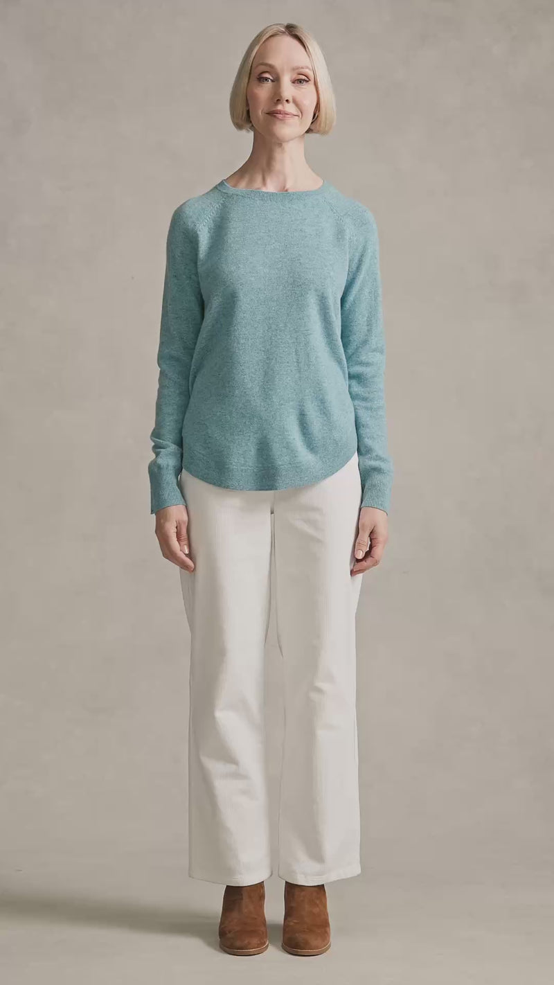 Button Detail Merino Jumper - Aqua Marle
