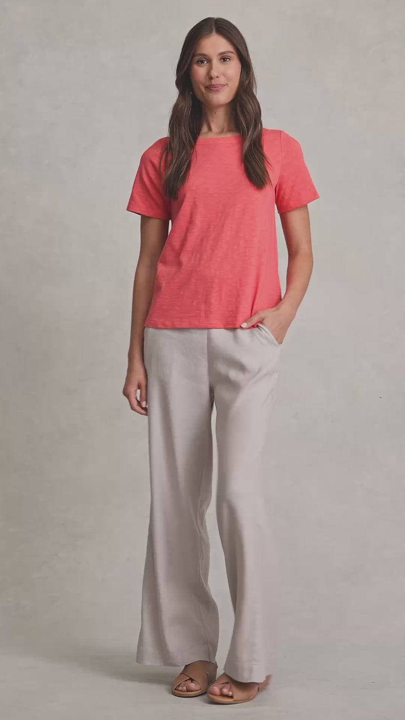 Boat Neck T-Shirt - Melon