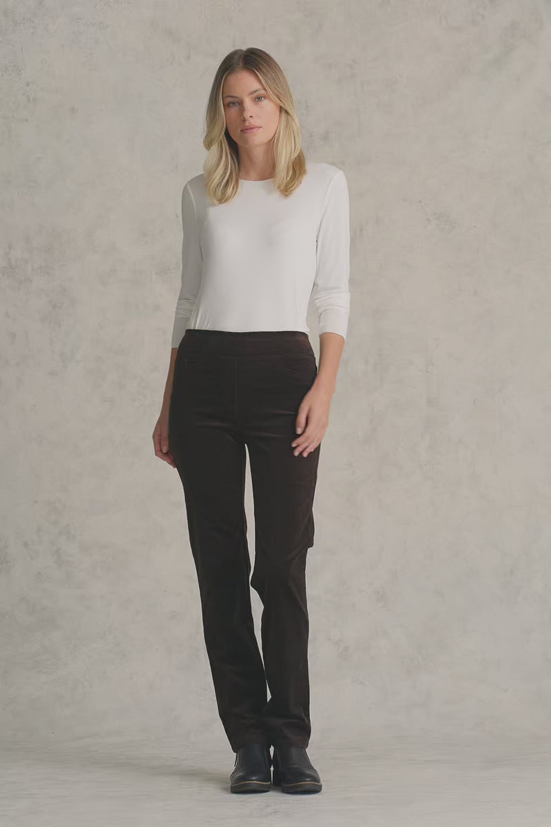 Bengajean Full Length Cord Straight Leg - Dark Chocolate