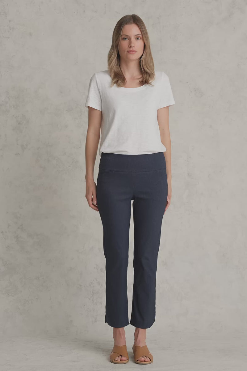 Curved Hem Pant - Navy Texture