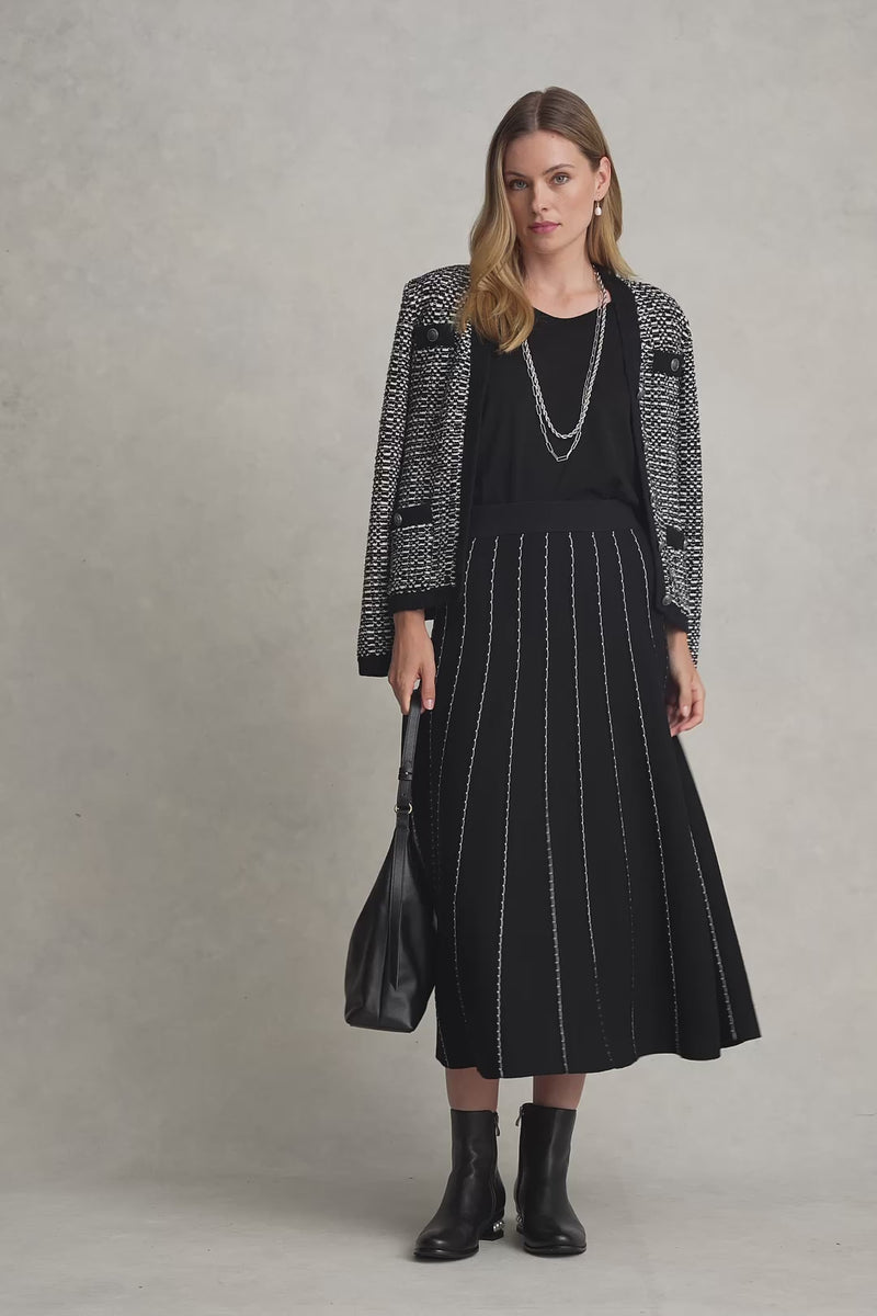 KNIT MIDI SKIRT - BLACK