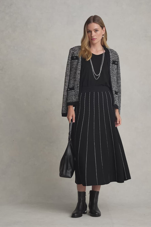KNIT MIDI SKIRT - BLACK