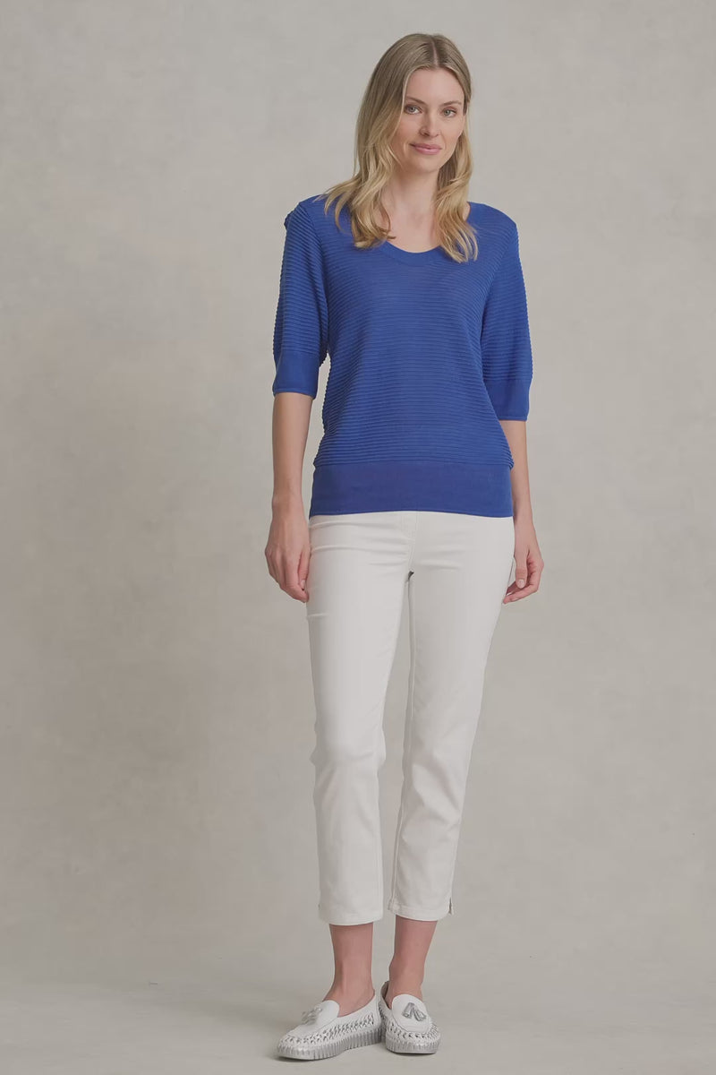 SILK BLEND HALF SLEEVE TOP - DEEP BLUE