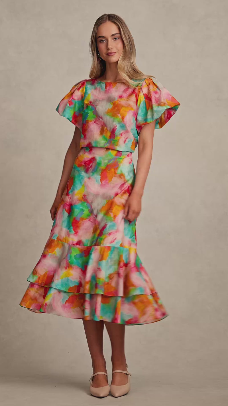 Tiered Skirt - Abstract Print