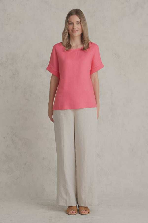 Linen Mix Top - Coral