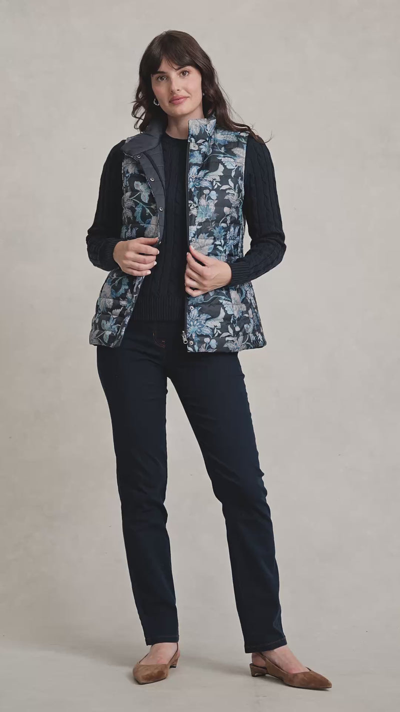 Quilted Reversible Puffer Vest - Floral Chintz Print