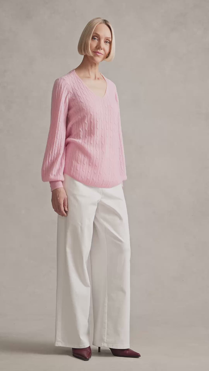 Cashmere Blouson Sleeve Jumper - Blossom