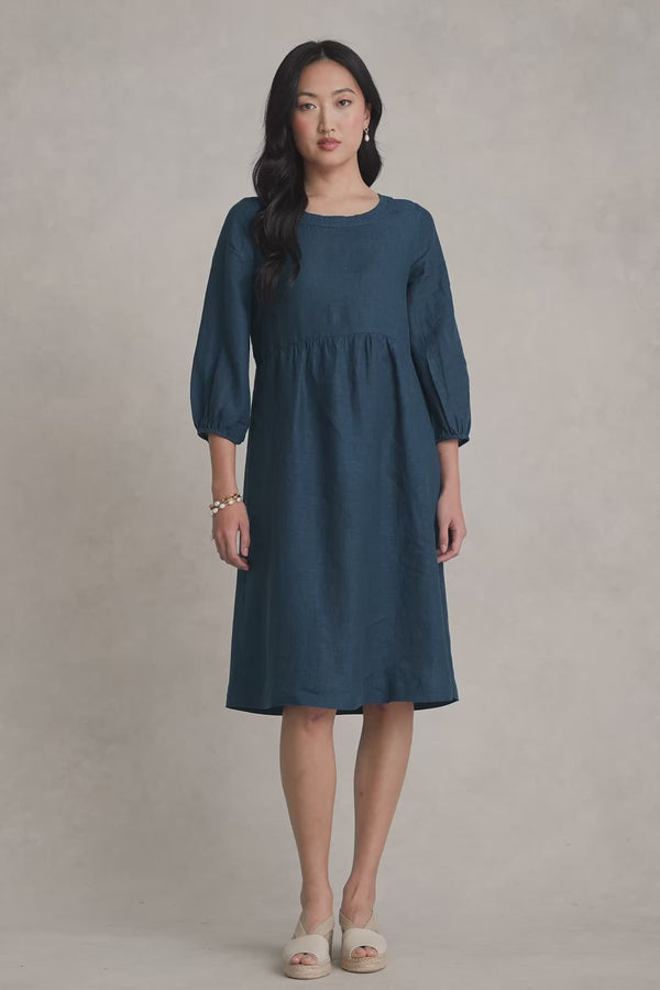 Linen Dress - Navy Delave