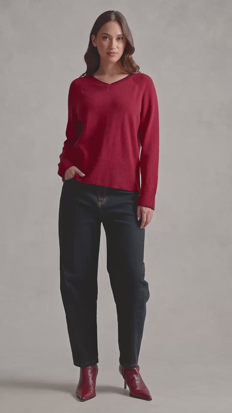 Merino Wool Jumper - Crimson