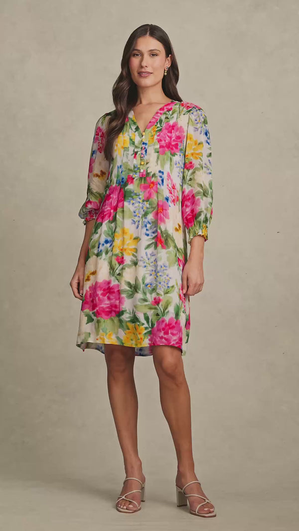 Printed Georgette Dress - Spring Garden Print