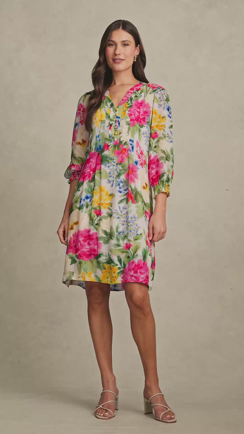 Printed Georgette Dress - Spring Garden Print
