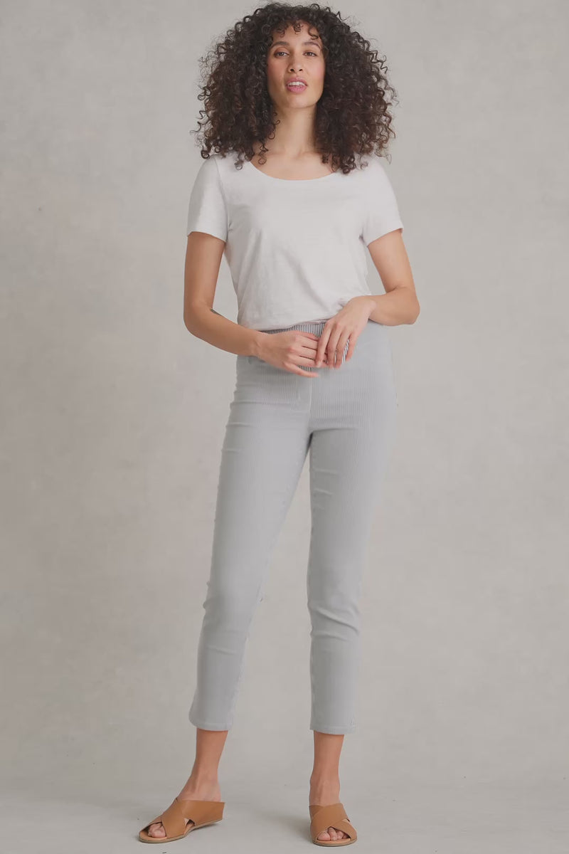 Bengajean Ankle Length Seersucker - Navy and White Stripe