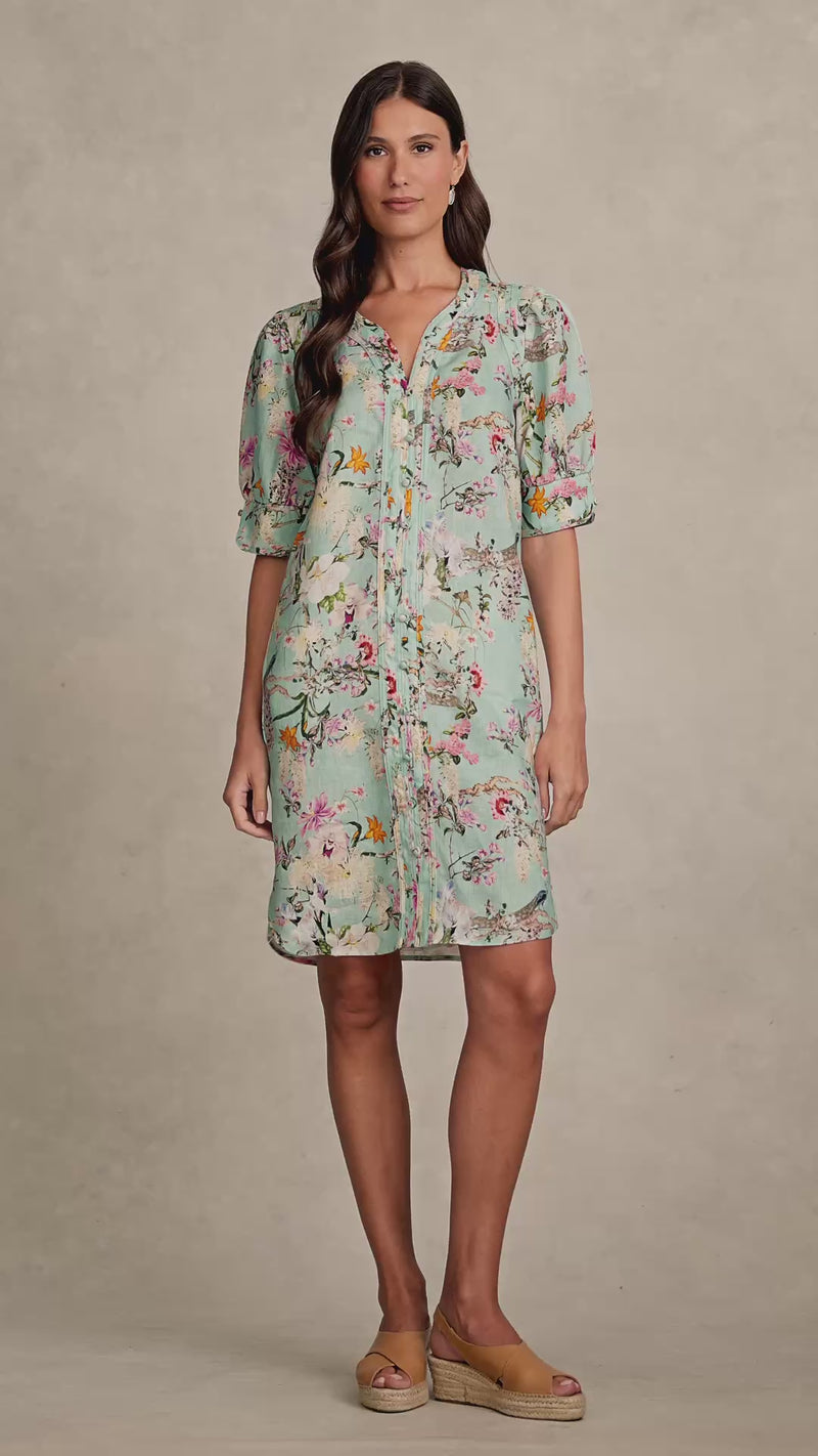 Panelled Shift Dress - Orchid Print