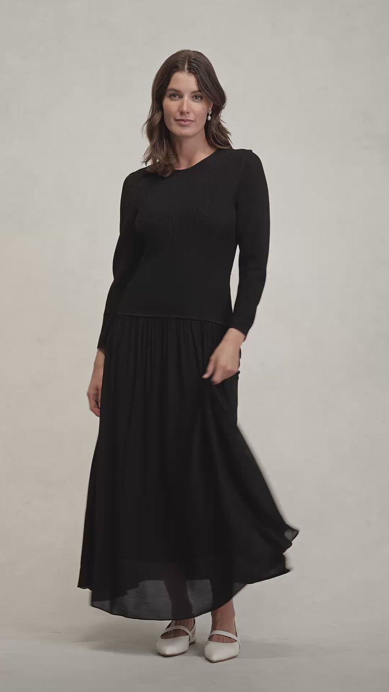 Mix Media Dress - Black