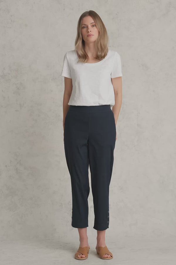 Curved Hem Linen Pant - Ink