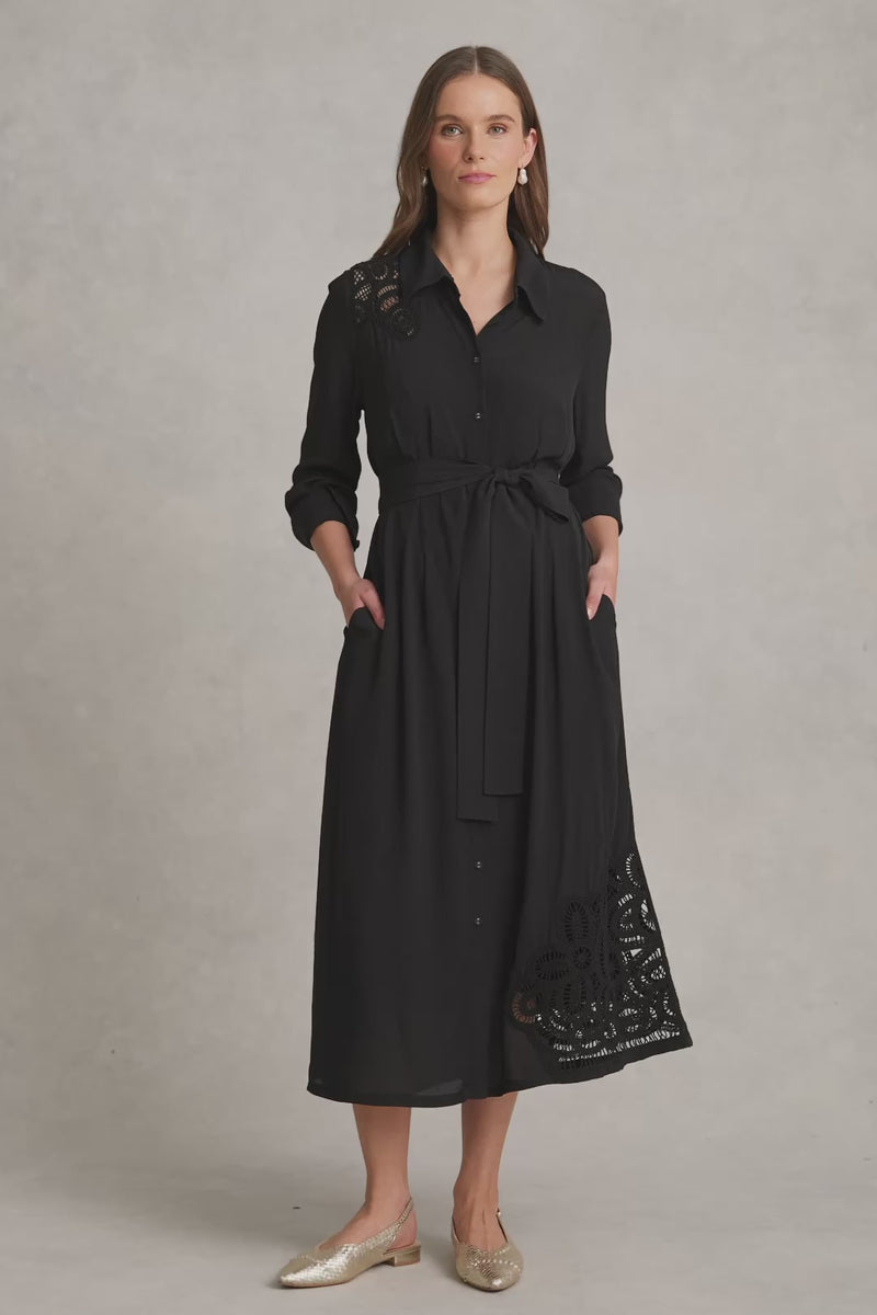 Lace Insert Dress – Black