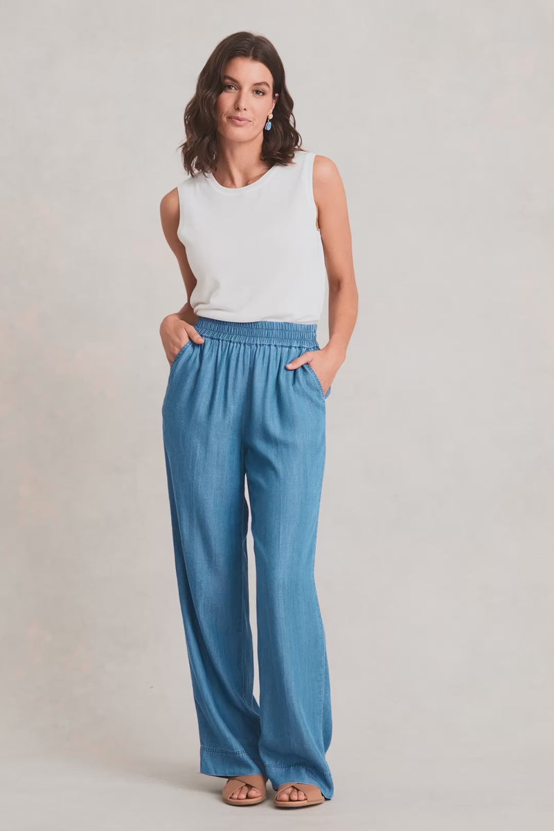 Wide Leg Full Length Pant – Denim Chambray