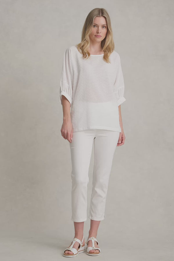 TEXTURED COTTON BLOUSE - WHITE