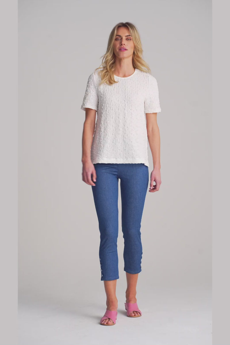 Bengajean Ankle Length Button Detail - Ultramarine