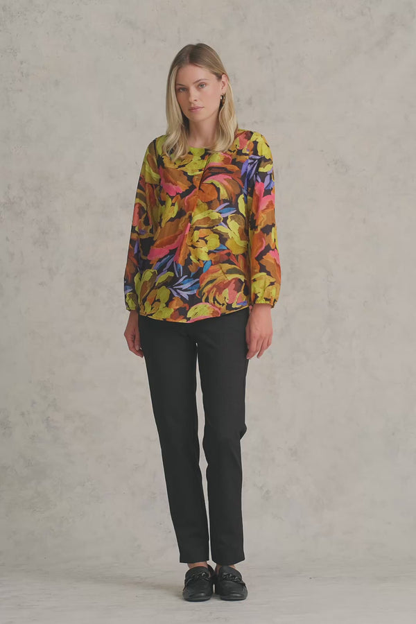 Cotton Silk Blouson Blouse