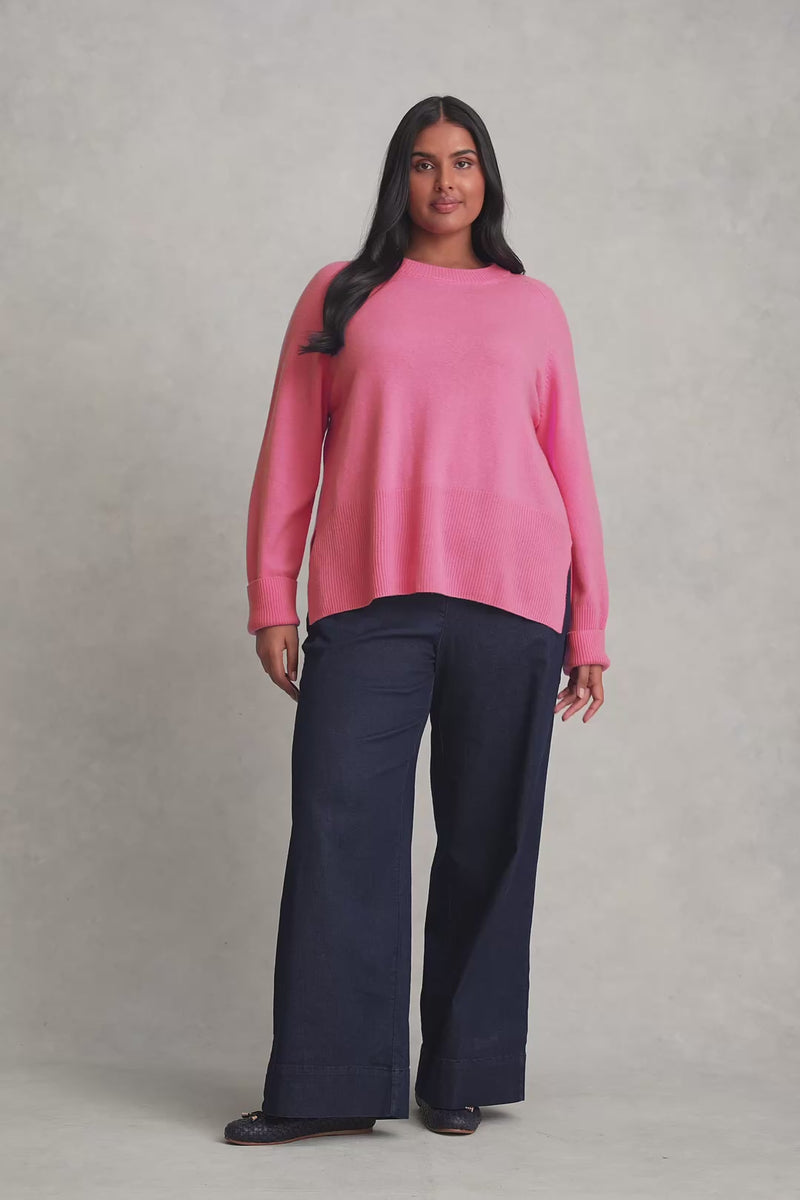 Side Split Merino Wool Jumper - Amaranth Pink