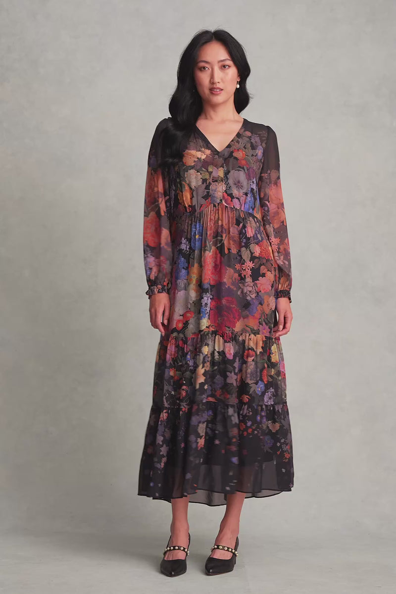 Georgette Print Dress - Midnight Floral