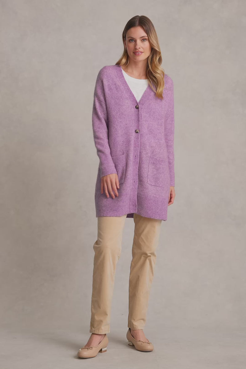 Button Through Mohair Cardigan - Violet