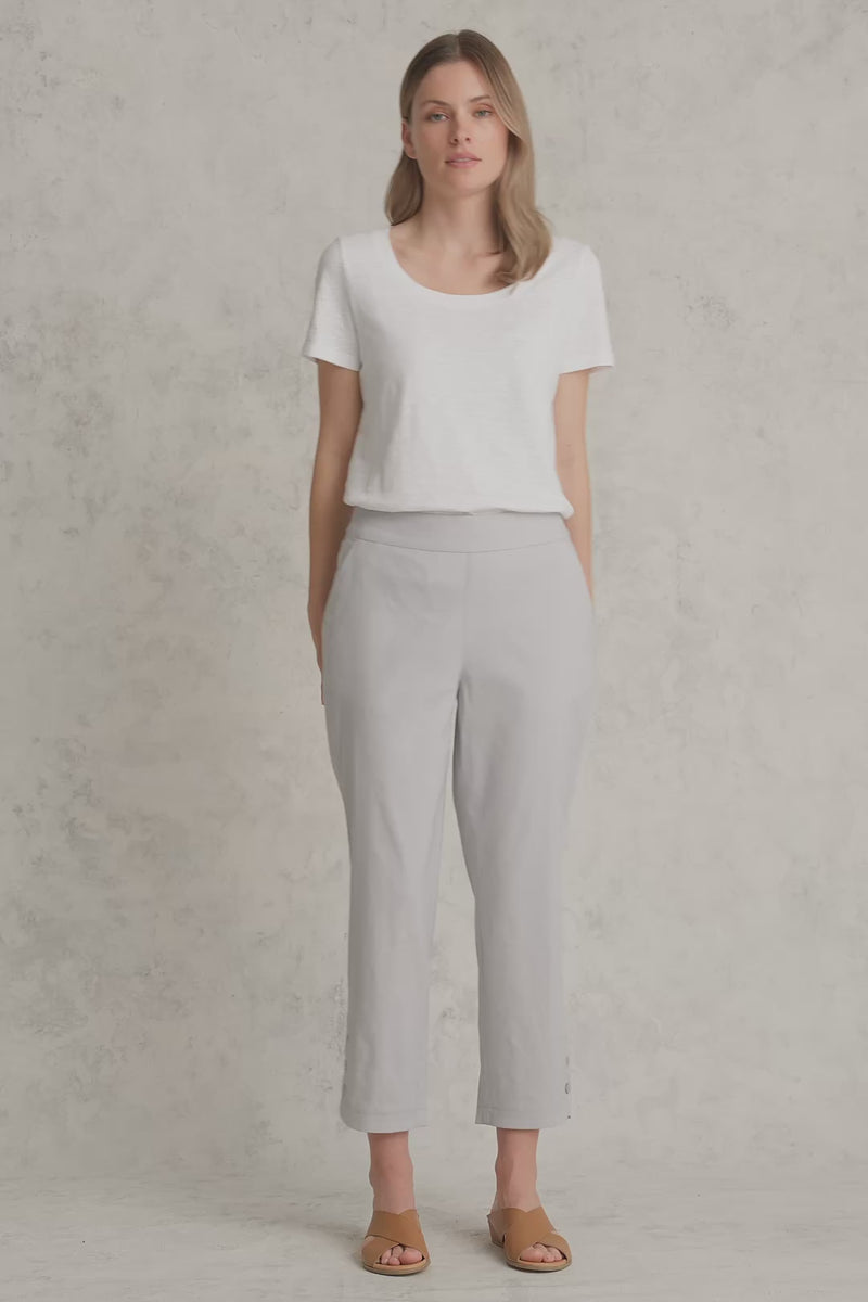 Curved Hem Linen Pant - Light Grey