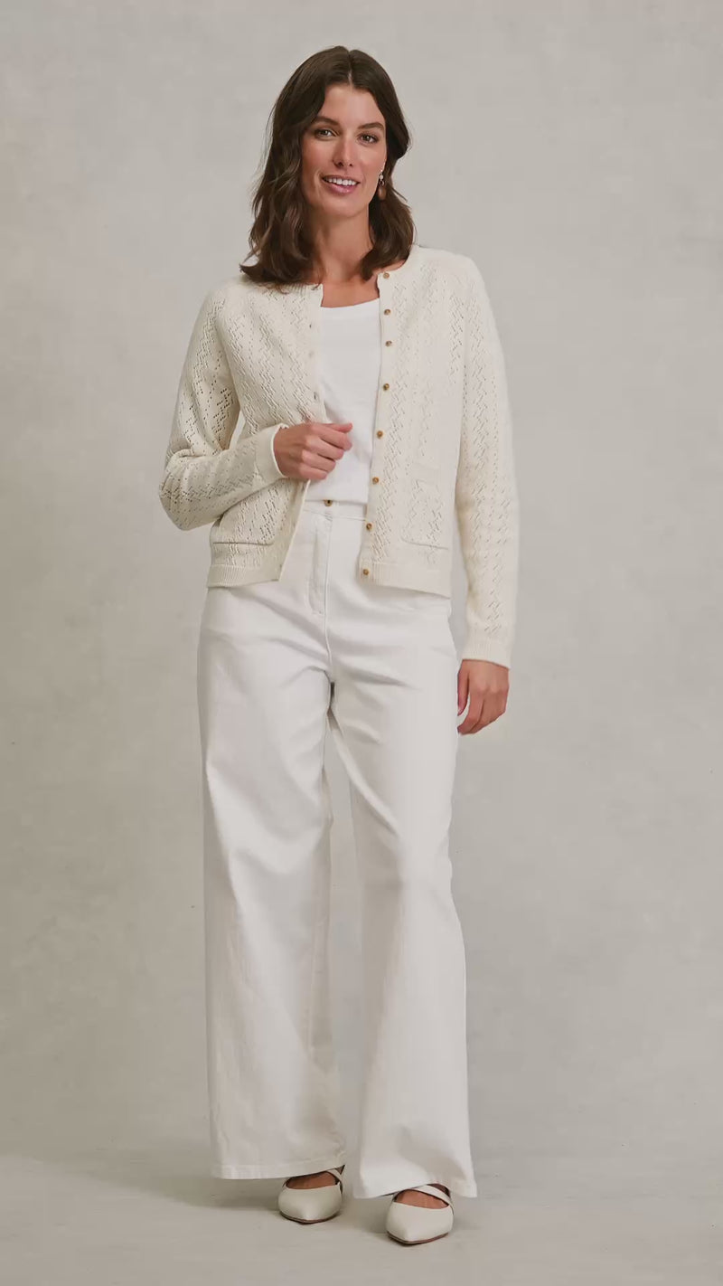 Pointelle Cardigan - Ecru