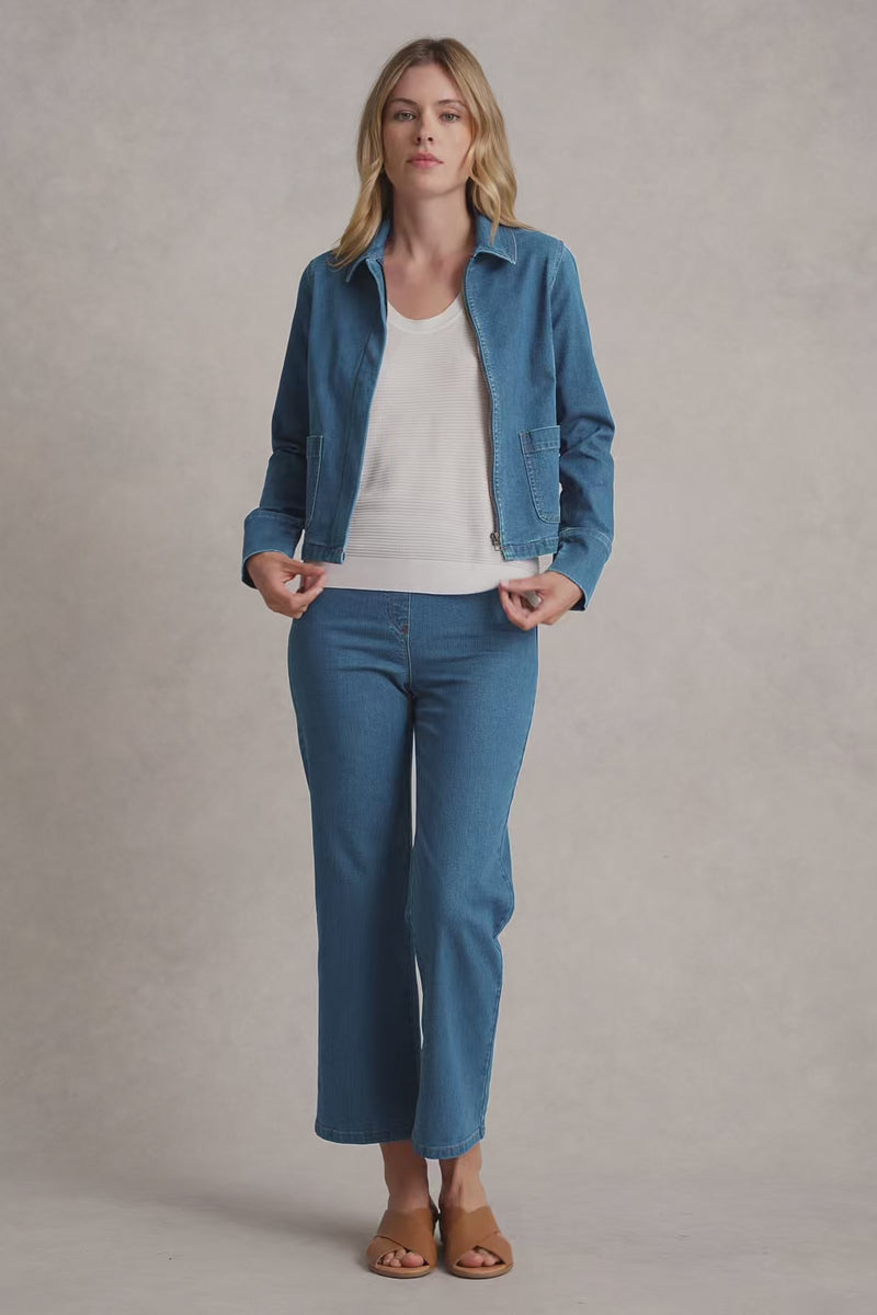 CROPPED DENIM JACKET - DARK DENIM