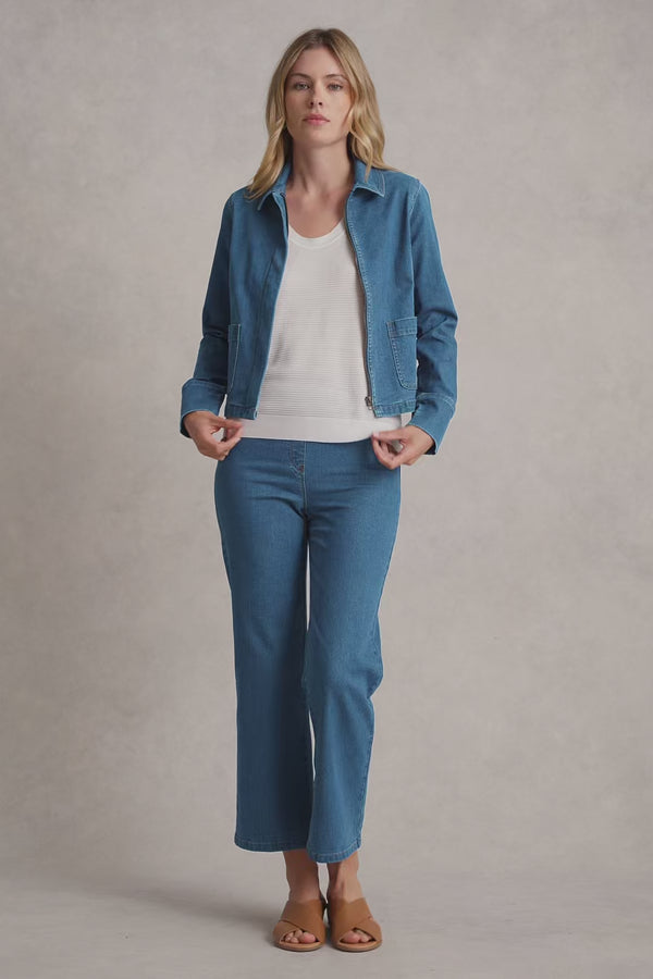 CROPPED DENIM JACKET - DARK DENIM